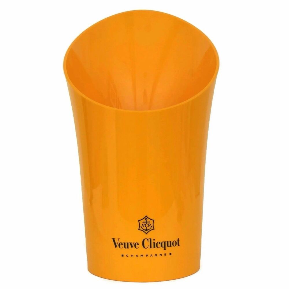 VEUVE CLICQUOT CHAMPAGNE 15" ORANGE ACRYLIC PLASTIC ICE BUCKET MAGNUM